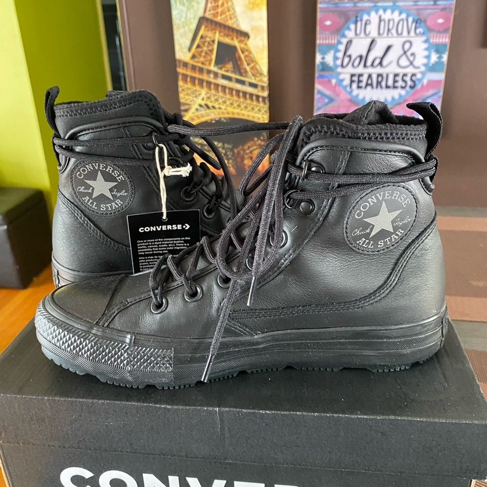 Converse Black All Star Leather High-Top Sneakers